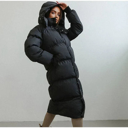 Women’s Puffer Jacket - Synthetic - Oversized Fit - Maxi Length - High Collar