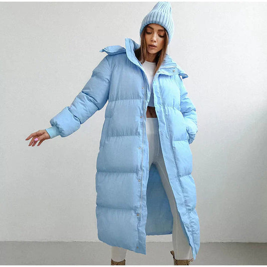 Women’s Puffer Jacket - Synthetic - Oversized Fit - Maxi Length - High Collar