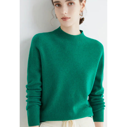 Women's Sweater – Wool – Relaxed Fit – Ribbed Round Neck – Long Sleeves