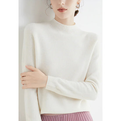Women's Sweater – Wool – Relaxed Fit – Ribbed Round Neck – Long Sleeves