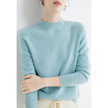 Women's Sweater – Wool – Relaxed Fit – Ribbed Round Neck – Long Sleeves