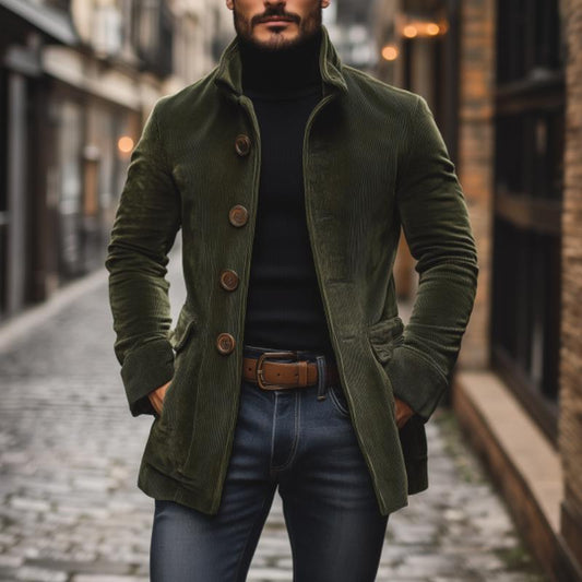Men's Corduroy Jacket - Classic Design - Tailored Fit - High Collar