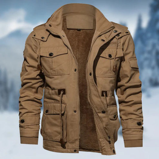 Men's Jacket – Tailored Fit – Cotton – Lining – High Collar – Multiple Pockets