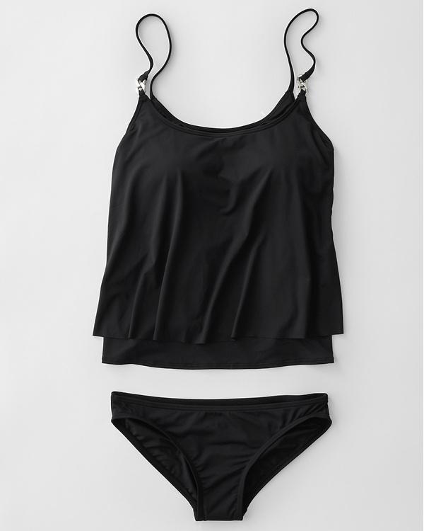 Women's Tankini Set – Relaxed Fit – Adjustable Straps – Breathable Blend – Wavy Silhouette