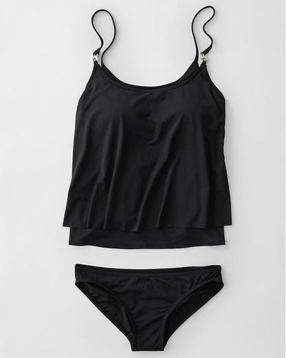 Women's Tankini Set – Relaxed Fit – Adjustable Straps – Breathable Blend – Wavy Silhouette