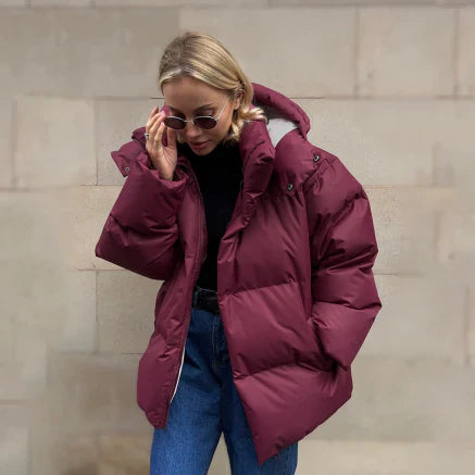Women's Puffer Jacket – Oversized Fit – Padded and Water-Repellent – With Hood
