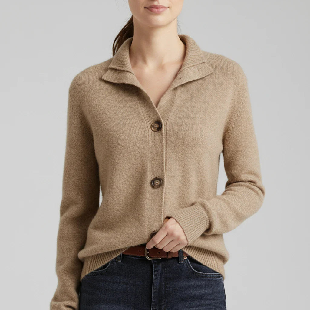 Luna Button-Down Sweater | Collared Rib-Knit Cardigan