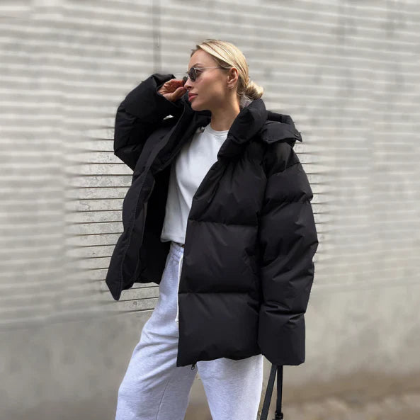 Women's Puffer Jacket – Oversized Fit – Padded and Water-Repellent – With Hood