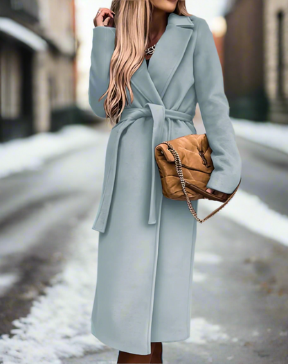 Women's Trench Coat - Classic Wool Blend - Tie Belt - Elegant Tailored Fit