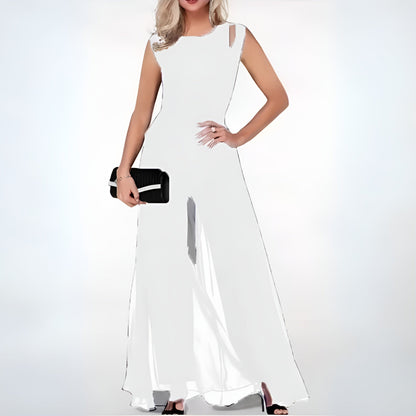 Women's Jumpsuit – Tailored Top – Wide Legs – Sleeveless – Luxurious Fabric