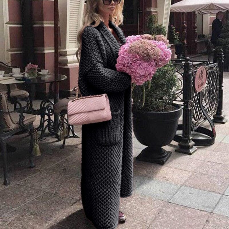 Fleur - Lang strikket cardigan i mange farger