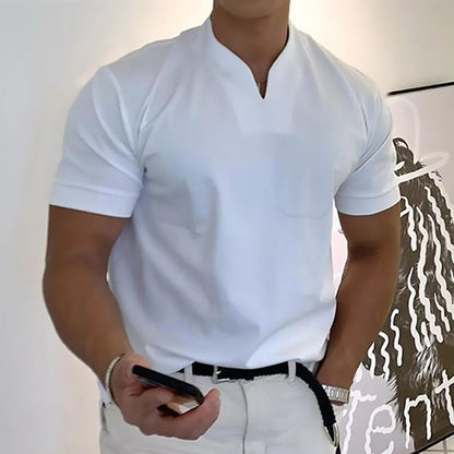 Men's Shirt – Slim Fit – Short Sleeve – Breathable Fabric – Mandarin Collar