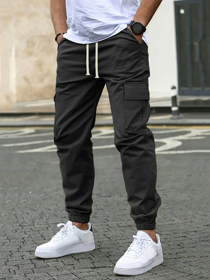 Herre Joggebukse - Cargo Design - Elastisk Linning - Justerbar Passform - Casual