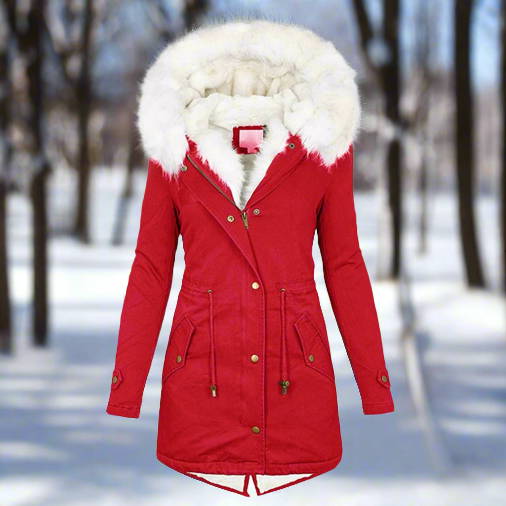 Abigail Faux Fur Lined Parka Jacket | Hooded Mid-Thigh Jacket