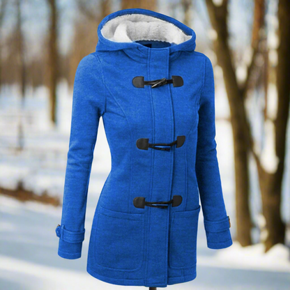 Women's Duffle Coat - Wool Blend - Hood - Toggle Closure - Insulating
