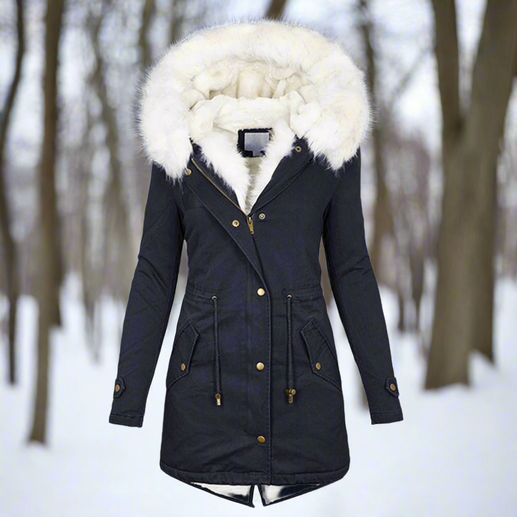 Abigail Faux Fur Lined Parka Jacket | Hooded Mid-Thigh Jacket