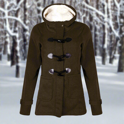 Women's Duffle Coat - Wool Blend - Hood - Toggle Closure - Insulating