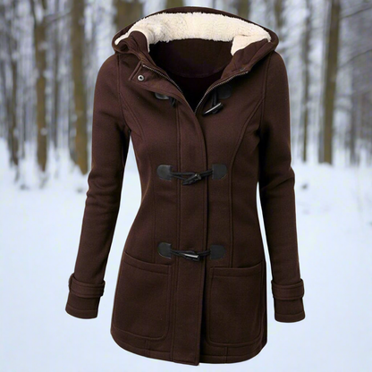 Women's Duffle Coat - Wool Blend - Hood - Toggle Closure - Insulating