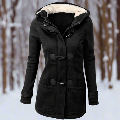 Women's Duffle Coat - Wool Blend - Hood - Toggle Closure - Insulating