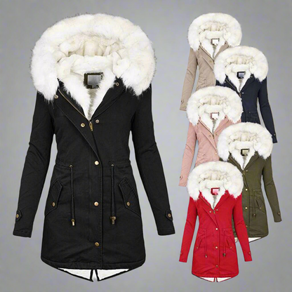 Abigail Faux Fur Lined Parka Jacket | Hooded Mid-Thigh Jacket