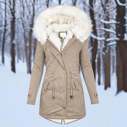 Abigail Faux Fur Lined Parka Jacket | Hooded Mid-Thigh Jacket