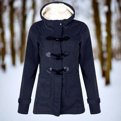 Women's Duffle Coat - Wool Blend - Hood - Toggle Closure - Insulating