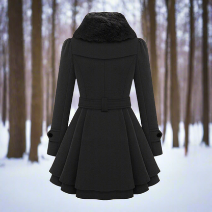 Kvinne Trenchcoat – Ullblanding – Dobbeltspent – Fuskepelskrage – Belte Midje