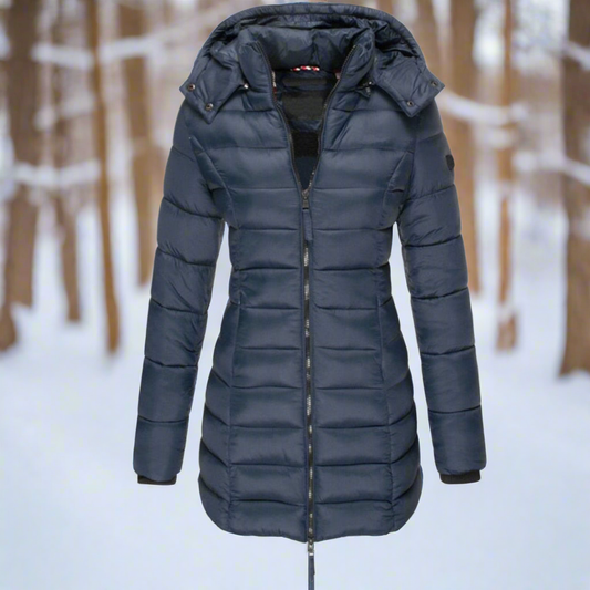 Jessica Hooded Down Jacket | Quilted Longline Jacket