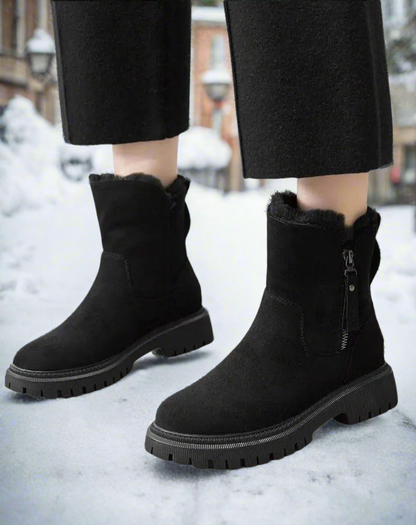 Dame Boots – Semsket Look – Varme Fôrede – Tykk Såle – Casual Komfort