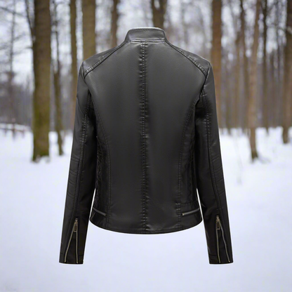 Dame Skinnjakke - Bikerstil - Glidelåslukking - Ståkrage - Slim Fit