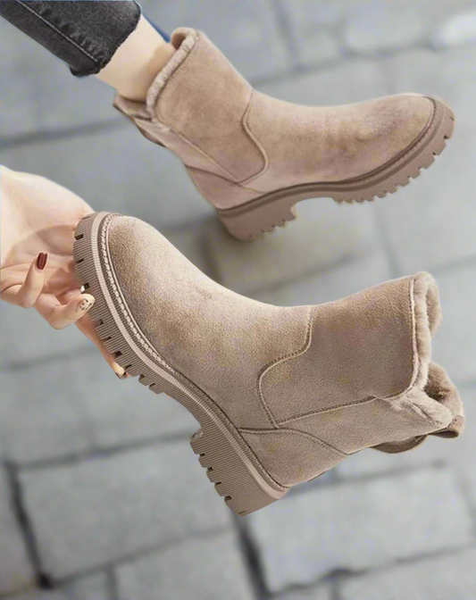 Kvinner Støvler - Semsket Look - Slip-On - Mykt Fôr - Slitesterk Såle