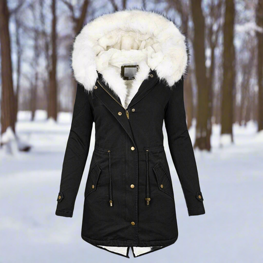 Abigail Faux Fur Lined Parka Jacket | Hooded Mid-Thigh Jacket