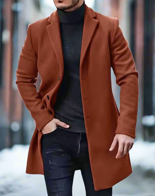 Men's Coat – Tailored Fit – Single-Breasted – Button Closure – Classic Design