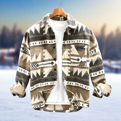 Men's Shirt - Relaxed Fit - Pattern Design - Long Sleeve Button Closure