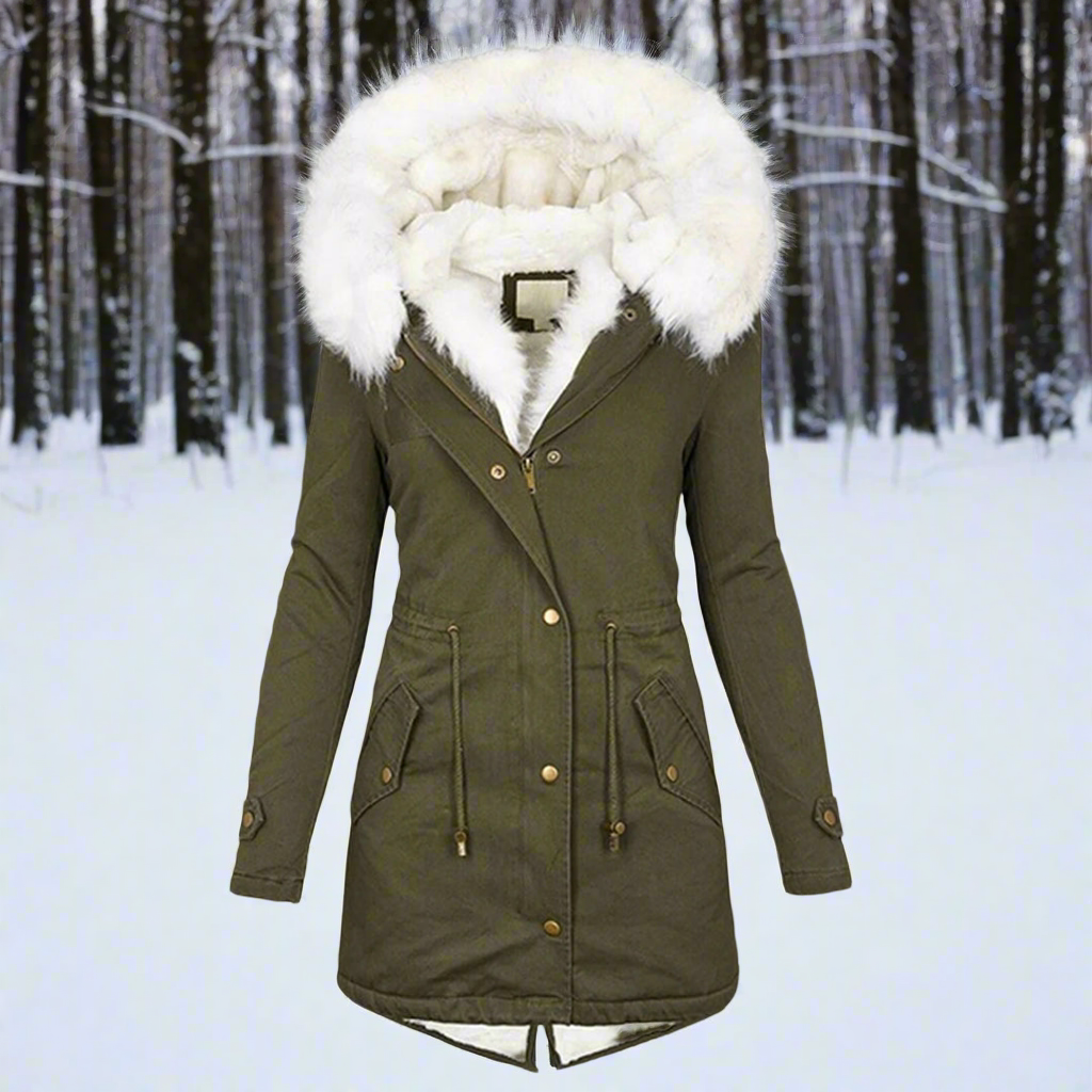 Abigail Faux Fur Lined Parka Jacket | Hooded Mid-Thigh Jacket