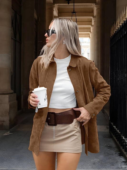 Women's Jacket – Oversized Fit – Luxurious Fabric – Button Front – Dropped Shoulders