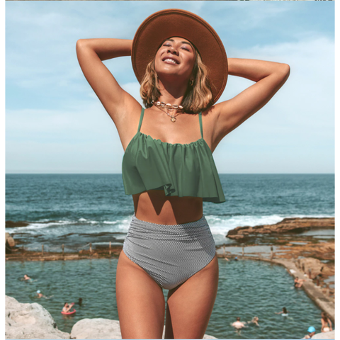 Swimwear for Women – Two-Piece Bikini – Ruffle Details – High Waist – Flattering Fit
