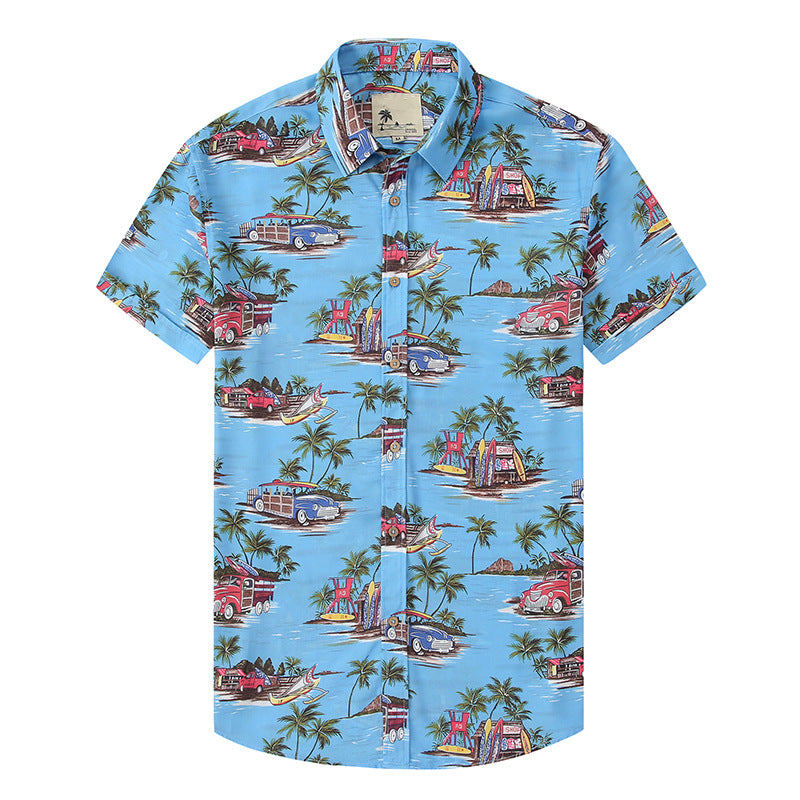 Men's Shirt – Hawaiian Shirt – Short Sleeve – Breathable Cotton – Casual Button Closure