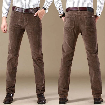 Men's Trousers – Corduroy – Straight Fit – Tailored Cut – Full Length – Belt Loops