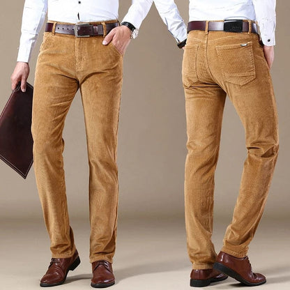 Men's Trousers – Corduroy – Straight Fit – Tailored Cut – Full Length – Belt Loops