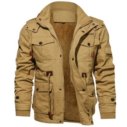 Men's Jacket – Structured Fit – Breathable Blend – Hip Length – Utility Pockets