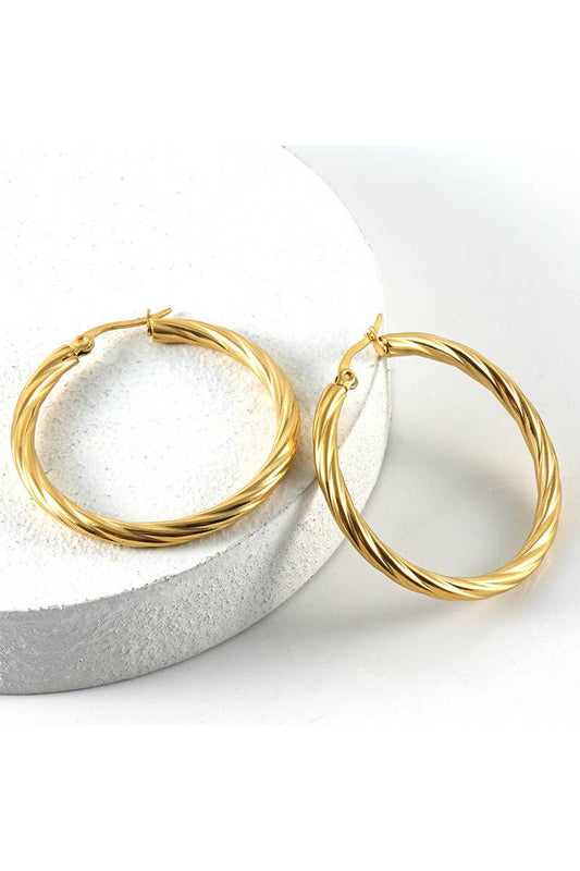 Laura Twisted Hoop Earrings | Solid, Everyday Hoop Earrings