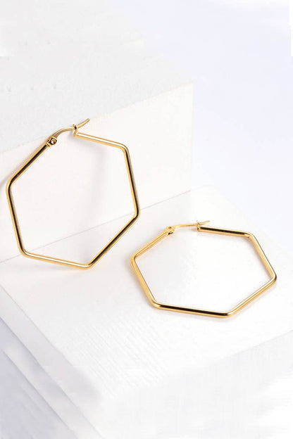 Eva Hexagonal Hoop Earrings | Polished Hoop Earrings