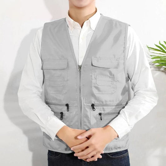 Men's Utility Vest - Lightweight Design - Multi-pocket - Zipper Closure