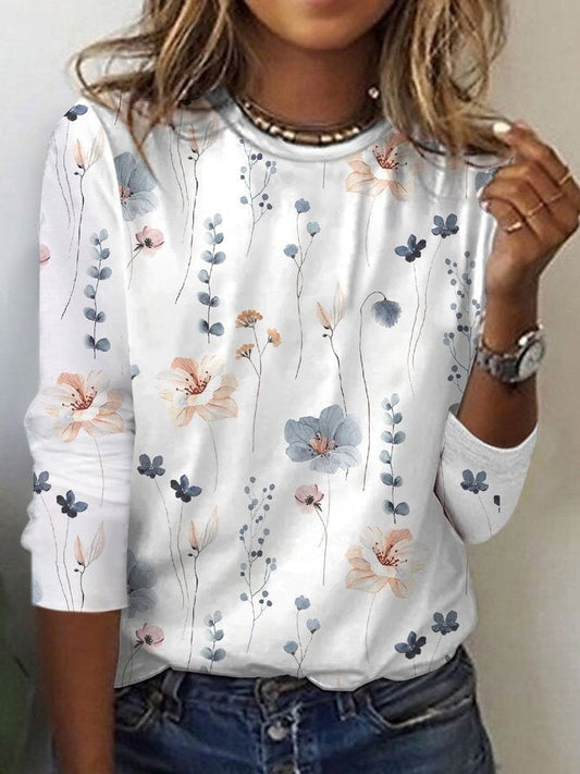 Women's Blouse – Relaxed Fit – Floral Print – Soft Breathable Fabric – Long Sleeves