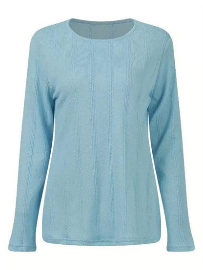 Women's Blouse – Regular Fit – Breathable Fabric – Long Sleeves – Round Neck – Textured