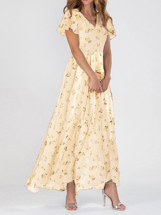 Dress for Women – Maxi Dress – V-Neck – Floral Print – Relaxed Fit – Breathable Fabric