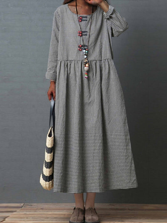 Dress woman – Maxi dress – Relaxed fit – High waist – Breathable fabric – Long sleeve