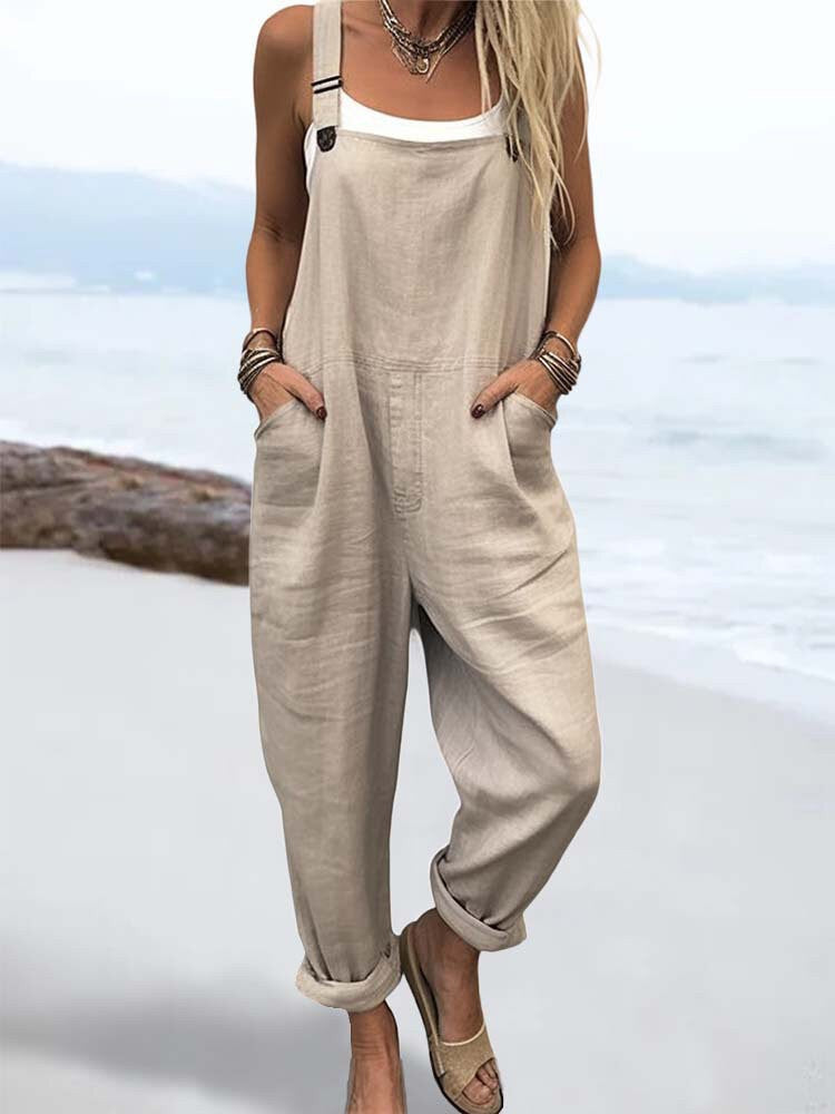 Women's Overall Jumpsuit – Relaxed Fit – Adjustable Straps – Breathable Fiber Blend