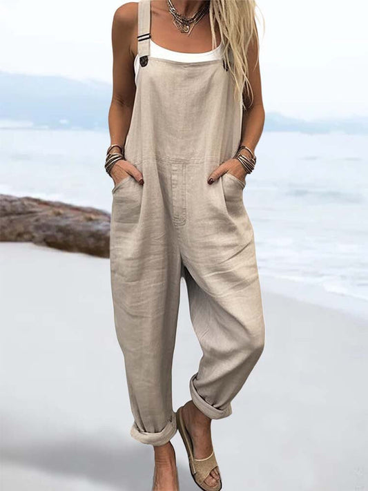 Women's Overall Jumpsuit – Relaxed Fit – Adjustable Straps – Breathable Fiber Blend